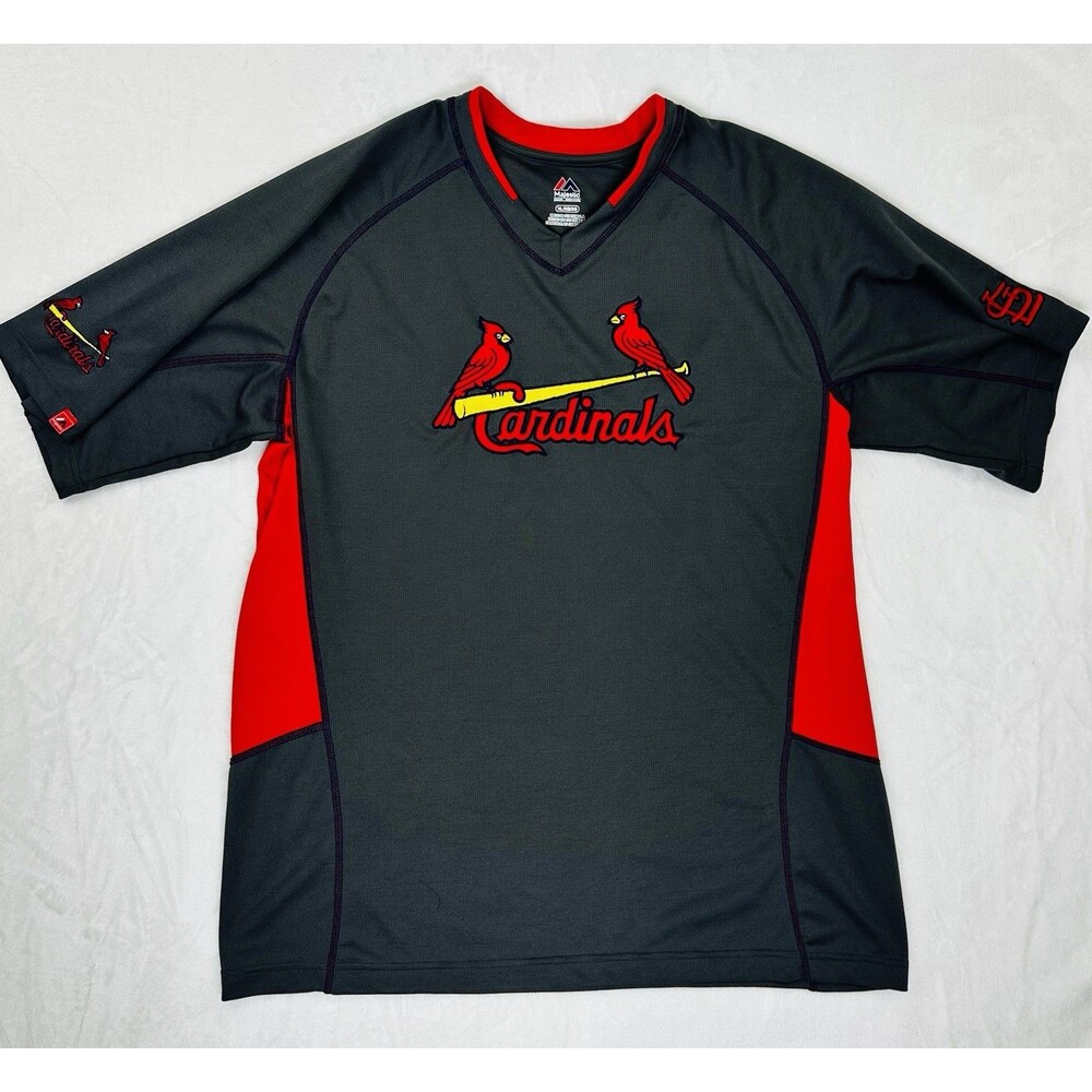 Vintage Mens Embroidery St Louis Cardinals MLB Baseball Jersey Grey Majestic XL
